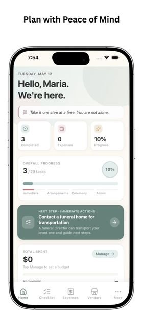 Funeral Planning Checklist screenshot