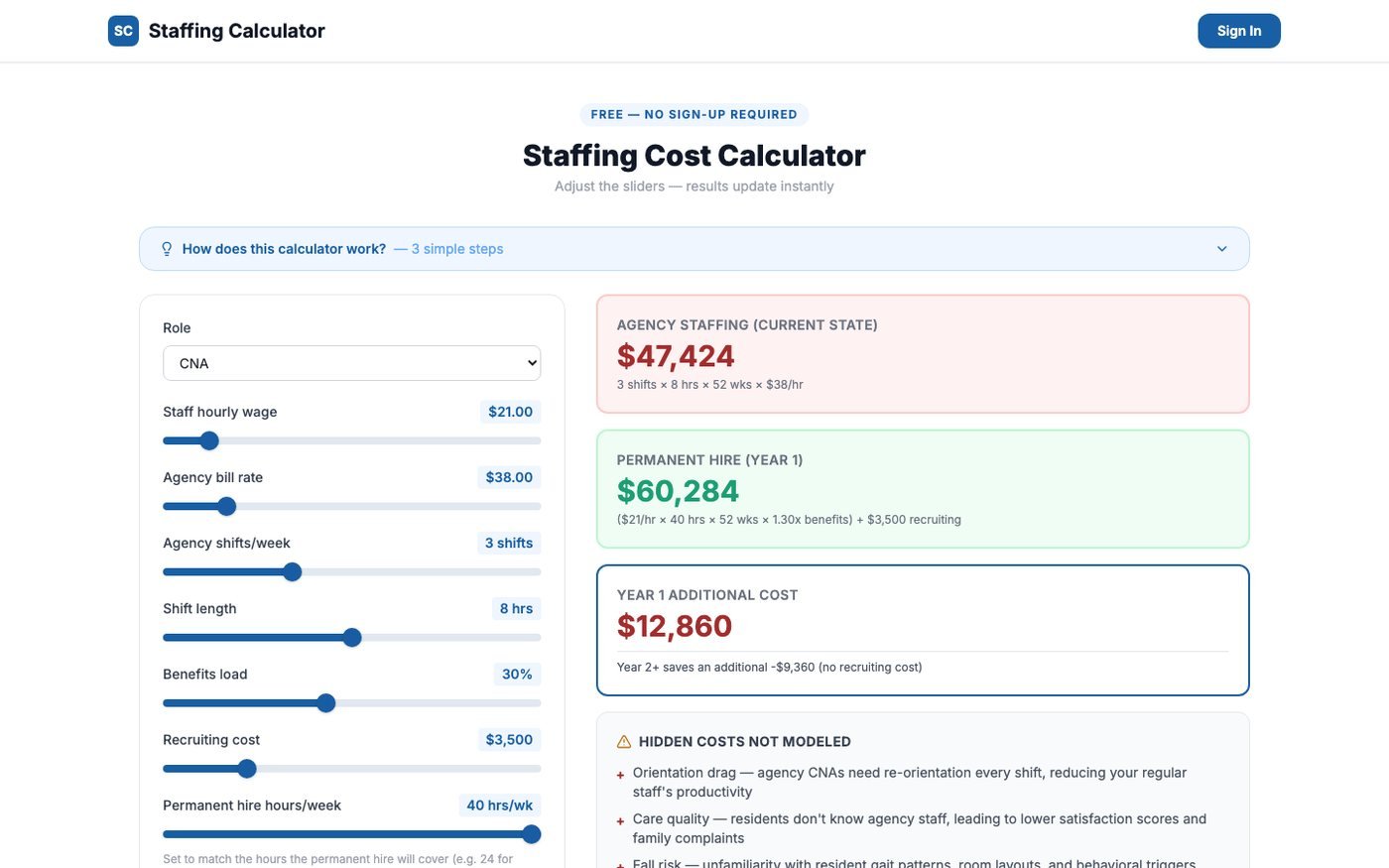 StaffingCalculator screenshot 1